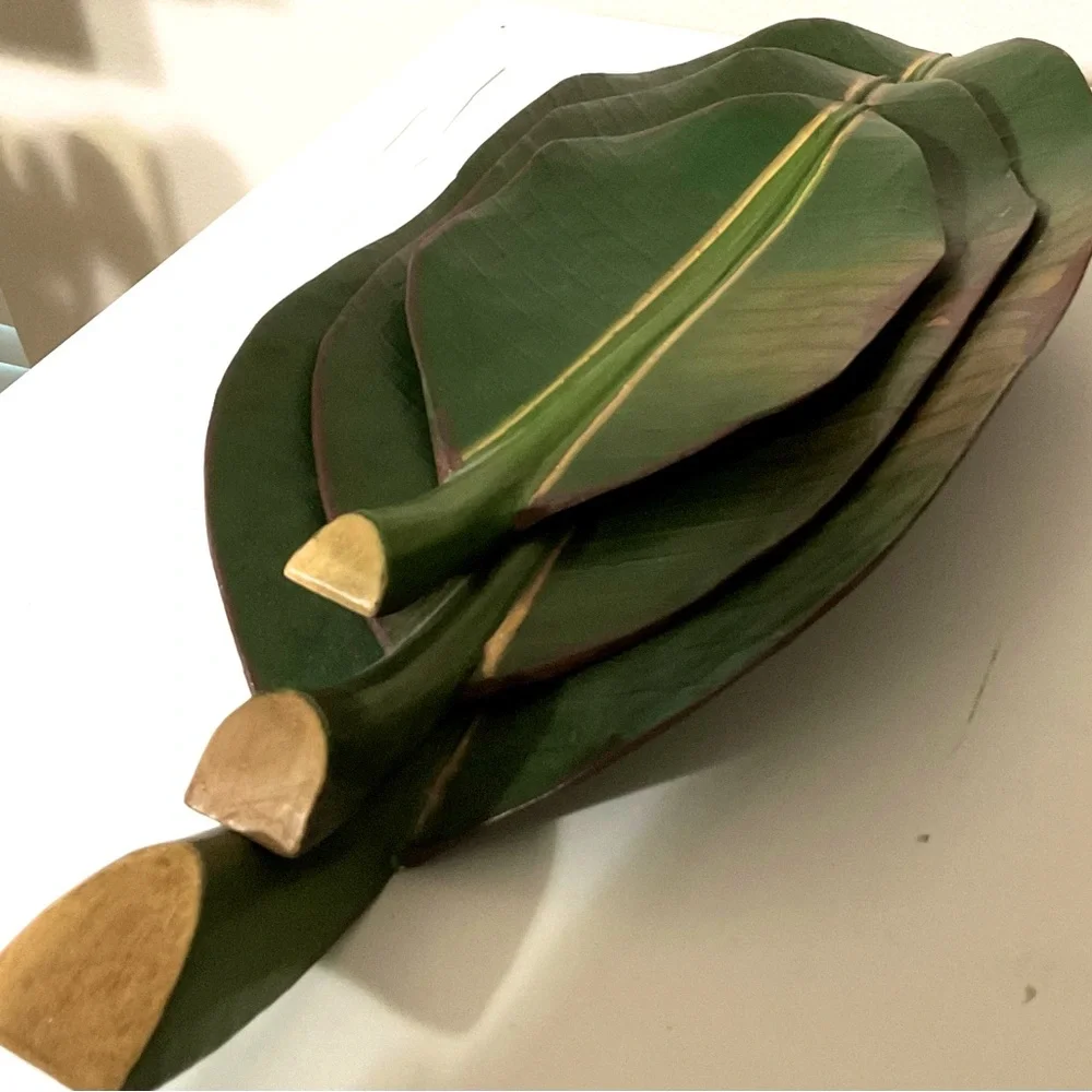 Bamboo Nestled Palm Leaves Set of 3